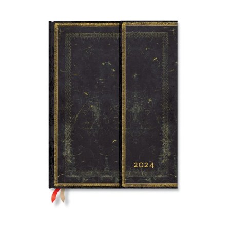 Arabica (Old Leather Collection) Ultra Horizontal 12-month Dayplanner 2024 (Wrap Closure)