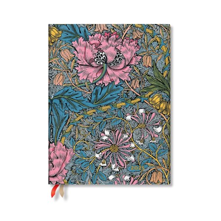 Morris Pink Honeysuckle (William Morris) Ultra 12-month Verso Hardback Dayplanner 2025 (Elastic Band Closure)