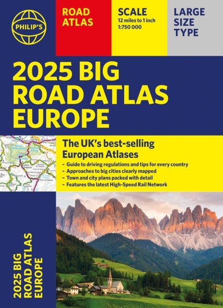 2025 Philip’s Big Road Atlas of Europe